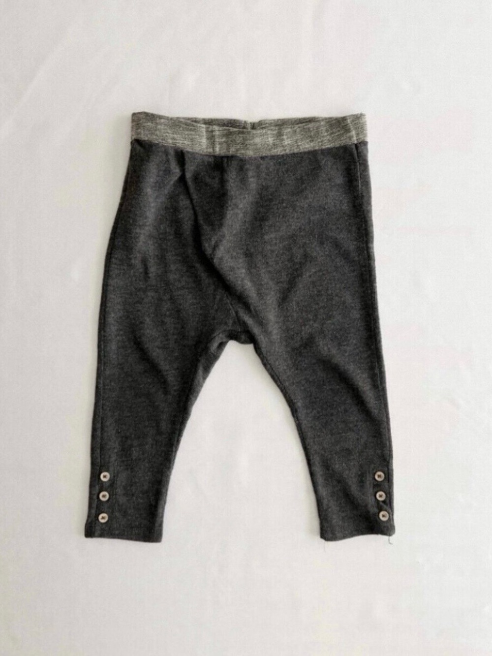 Kids Gray Button-Hem Jogger Leggings